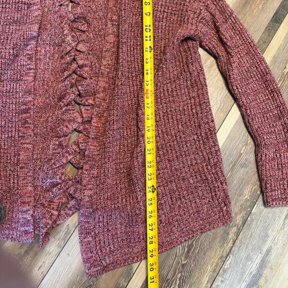 Pink lace up cardigan Y2K | Sweater | Comfy Fall Feminine - Picture 3 of 6